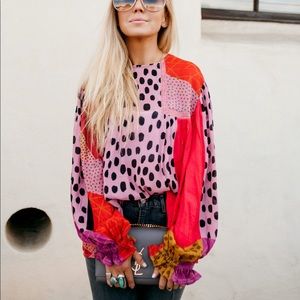 ✨Anthropology Patchwork Pattern Peasant Blouse✨